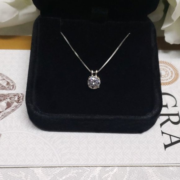 1 Carat Moissanite Necklace with 925 Sterling Silver Chain (M115) - Picture 5 of 6